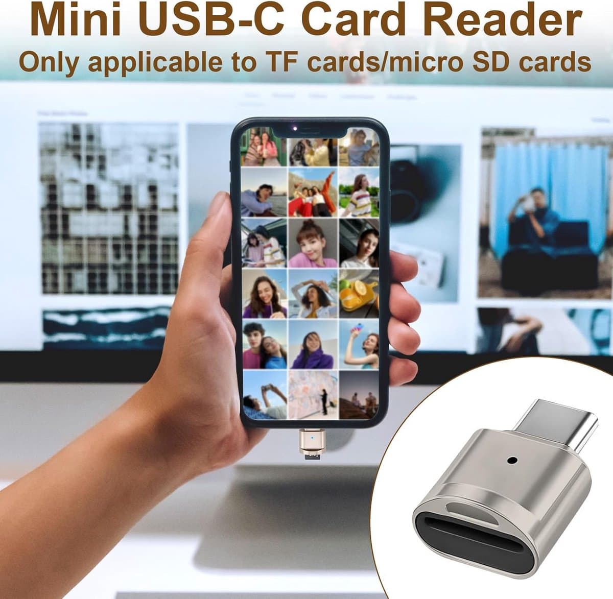 Geheugenkaartlezer - SD USB C - Snelle Data Overdracht - Plug & Play - Tot 256GB - Zwart thumbnail 4