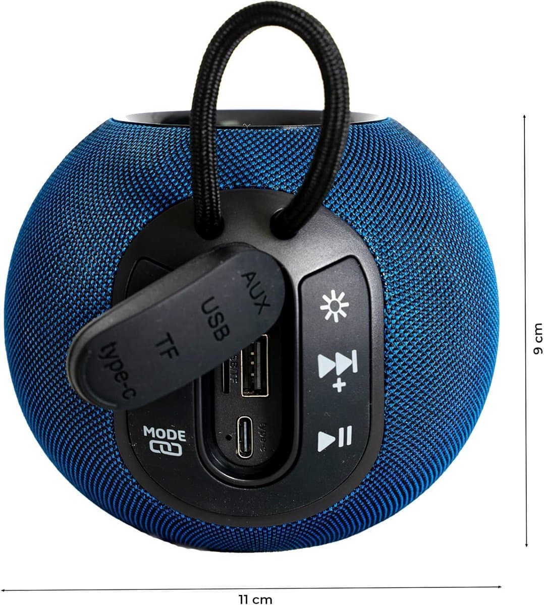 Draagbare Bluetooth Speaker - Muziekbox Rond - Muziek Luisteren Buiten - Met LED Lichtring - 2.5 Inch - Nachtblauw thumbnail 4