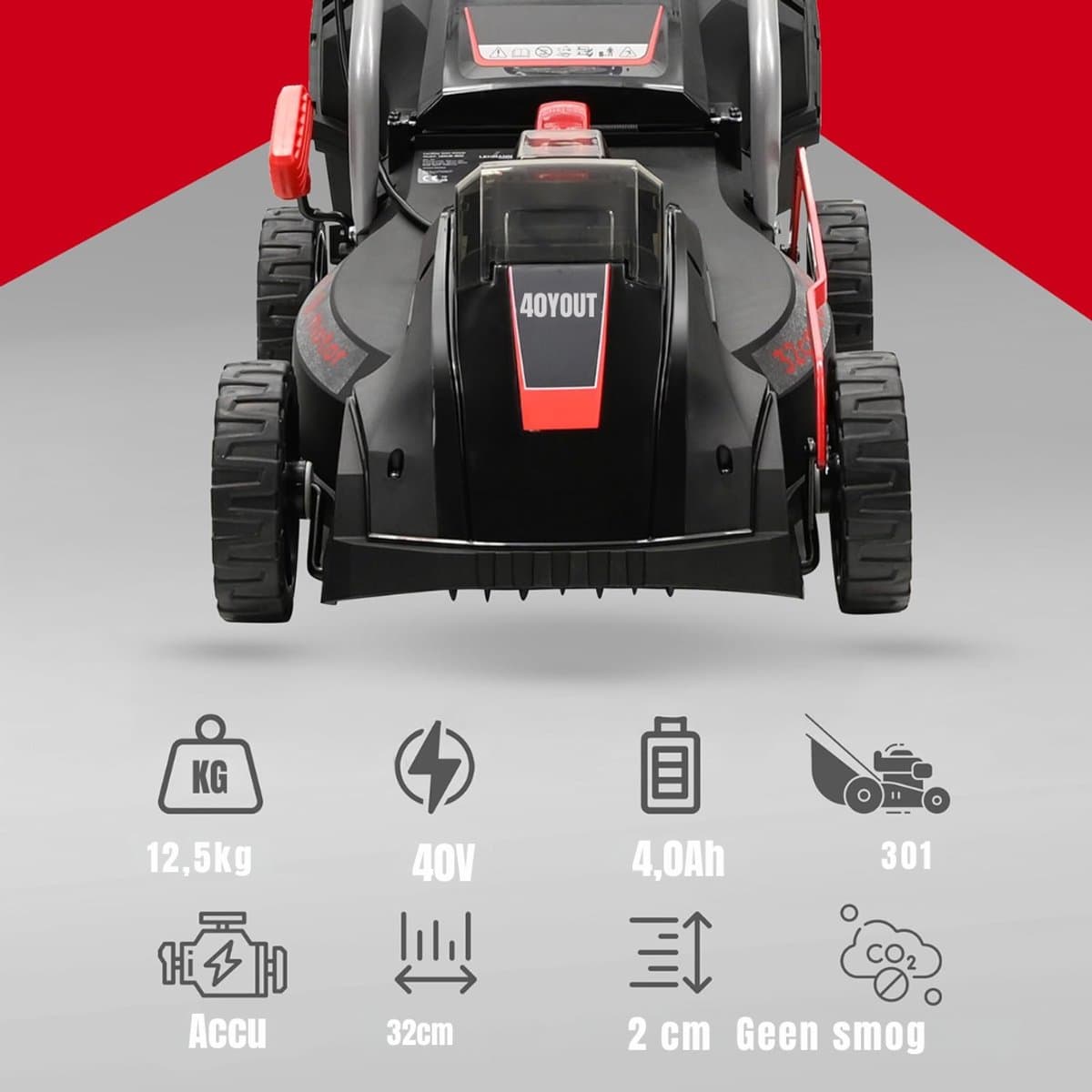 Florixa® Grasmaaier Accu - Grasmaaier Elektrisch - Grasmaaier Benzine - Grasmaaier Benzine Zelftrekkend - 42cm x 118cm x 100cm; 12.5 kg thumbnail 7