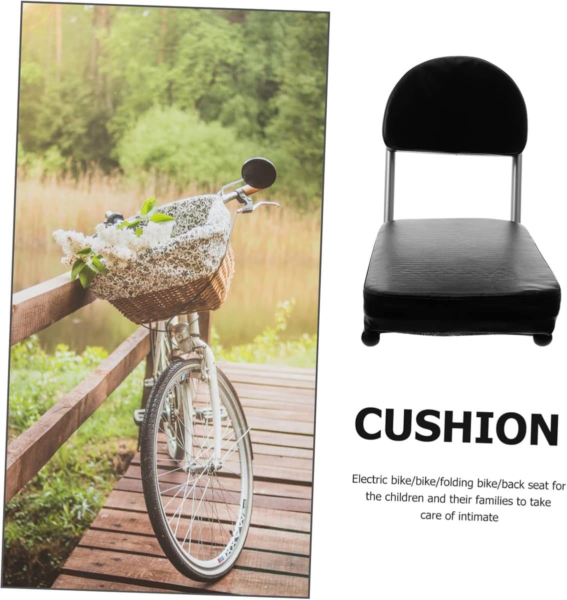 Daity Fietszitkussen voor achterop – Achterzitje – Rugleuningkussen – Universele pasvorm – Zwart – 30 x 19 x 6 cm thumbnail 6