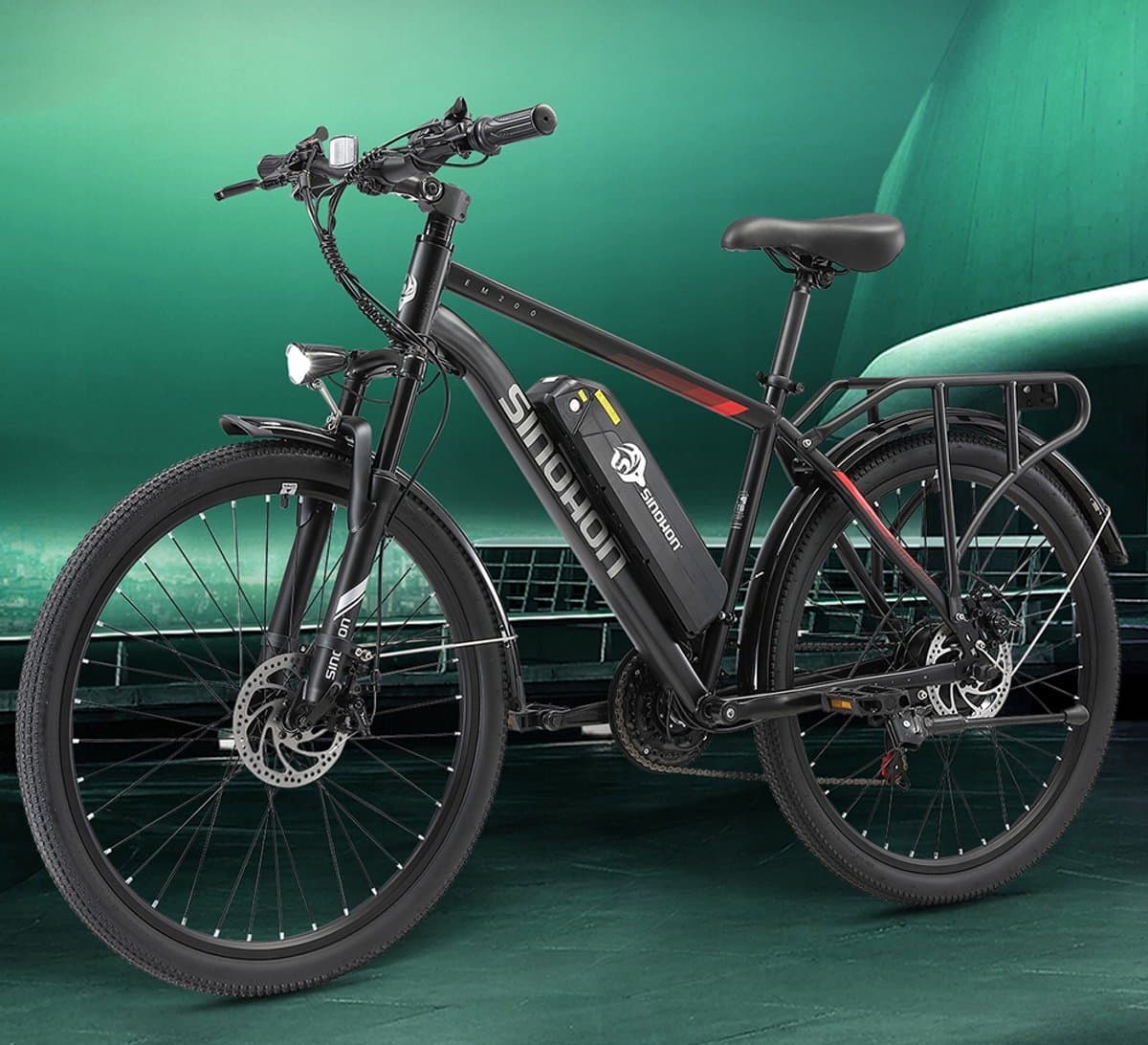 SINOHON EM200 26‘’ Elektrische Fiets – 250W Motor, 48V 12,5Ah Accu, 21 Versnellingen, 25km/u – Stadsfiets met LED-Vertichting thumbnail 5