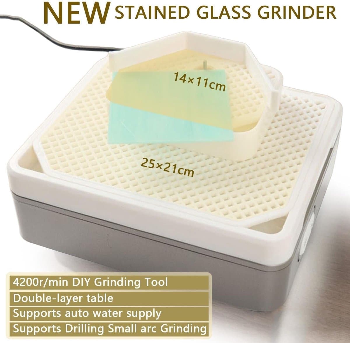 Glas-in-lood Slijpmachine - Mozaïek Slijper - Glas Bewerken - Dubbellaags Slijpplatform - 4000 RPM - Crèmewit thumbnail 5