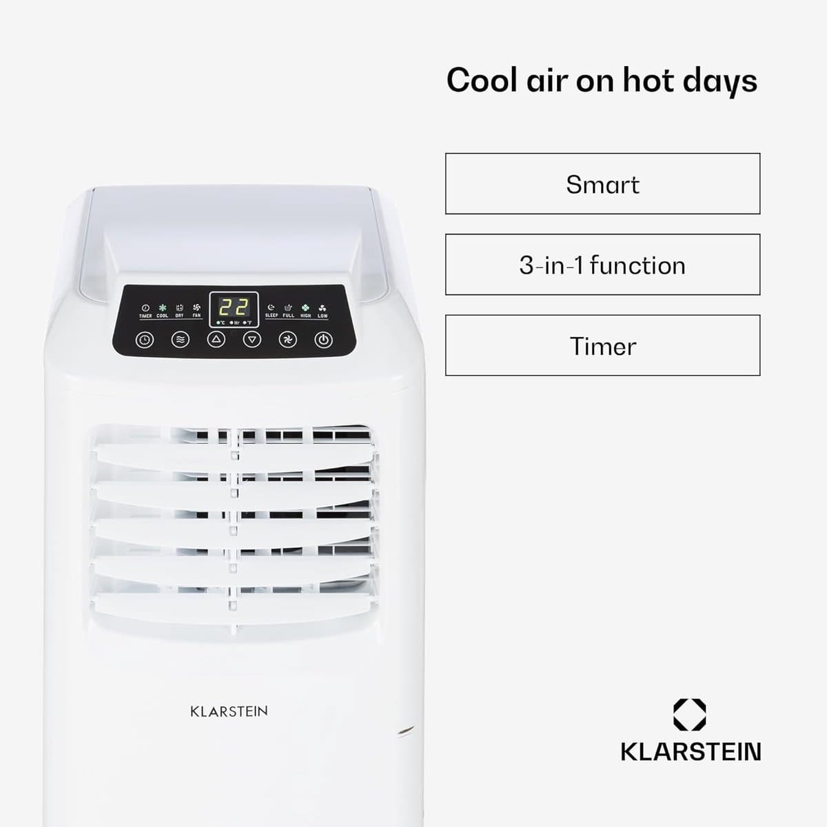 Klarstein Pure Blizzard 3 2G - Mobiele Airco 3-in-1 koelventilator, ontvochtiger, timer, geluidsarm, energie-efficiëntieklasse A, 808 W / 7000 BT, tot 65 m³, wit thumbnail 7