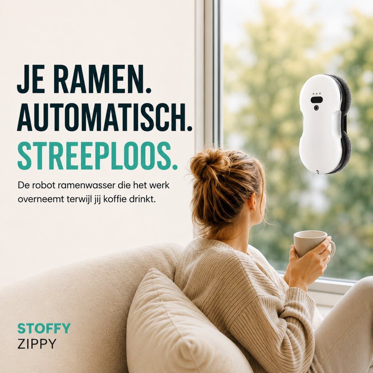 Stoffy Robot ramenwasser Zippy - ruitenreiniger elektrisch - Raamwisser - met afstandsbediening - Snoerlengte 5m thumbnail 7
