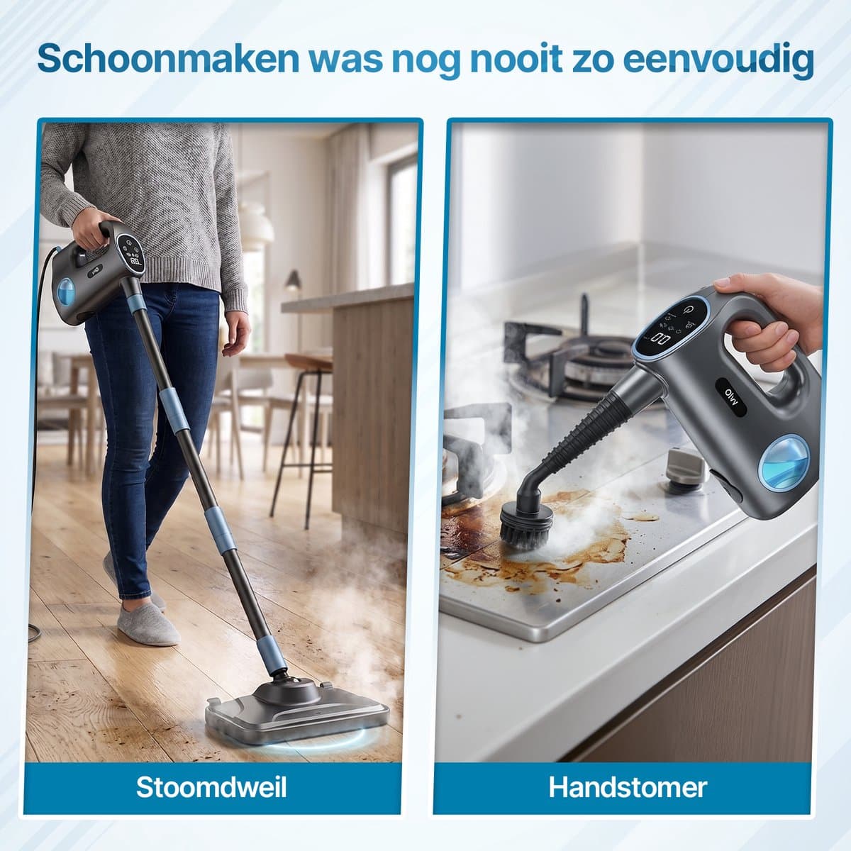 Olvy 14-in-1 Stoomreiniger - Dweilfunctie - Touchscreen - 125° Stoom – Mop - Tapijtreiniger – Vlekkenreiniger – Zetelreiniger - Handstoomreiniger – 5M Snoer thumbnail 4