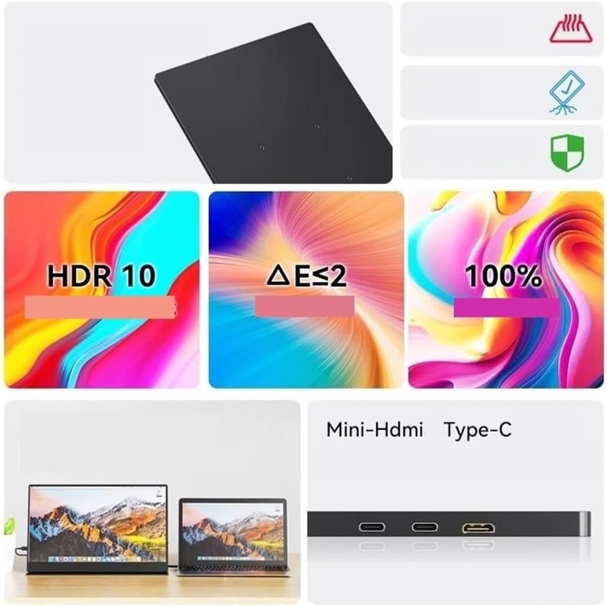Draagbare Monitor - Externe Scherm Laptop - Productiviteit Verhogen - Ultra Dun Lichtgewicht - 15 inch - Zilver thumbnail 6