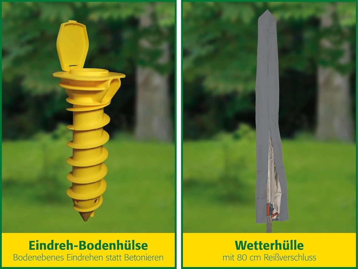 Droogmolen Comfort Plus - Waslijn molen - Kleding Drogen - Inclusief grondboor - 52 meter lijn - Zilverkleurig thumbnail 4