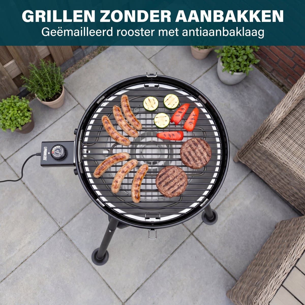 Princess Hybride Kogel BBQ - Elektrische en Houtskool Barbecue - 2000W - Verstelbare Afneembare Thermostaat - Grillrooster met coating - Deksel met Ingebouwde Thermometer - 112270 thumbnail 5
