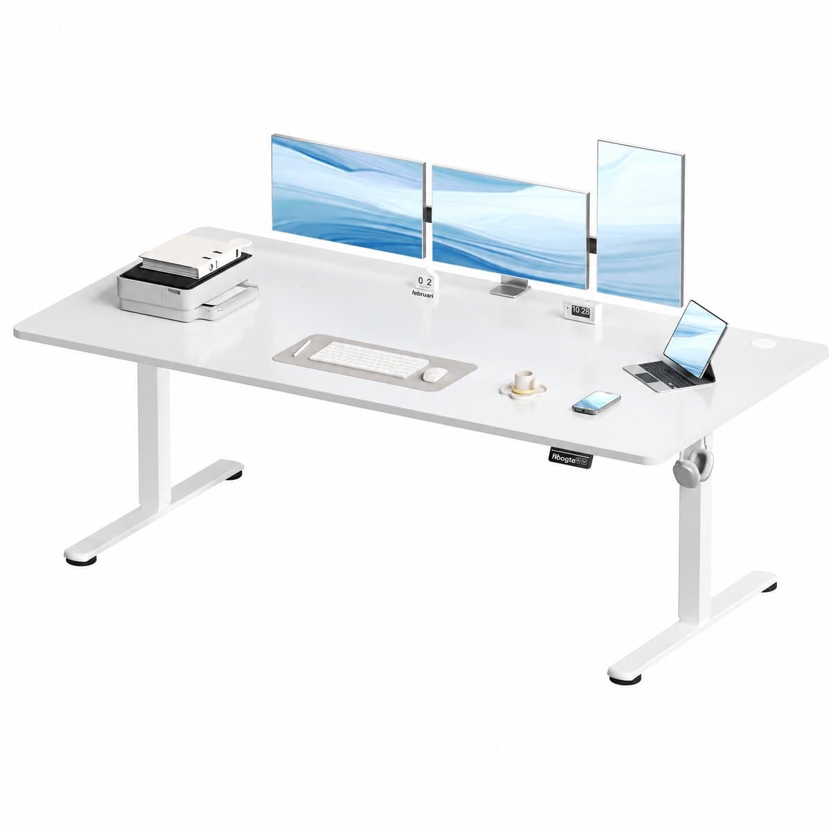 Devoko Elektrisch Zit-sta Bureau 180x80 cm – Stille Motor met Geheugenfunctie – 4 Knoppen Handbediening – Ruim Bureau – Wit