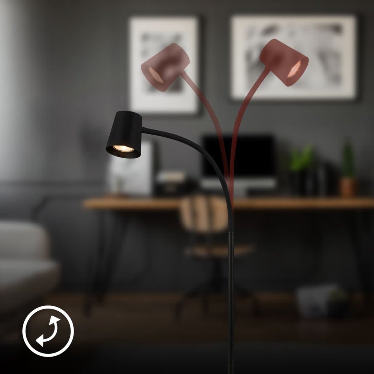 BRILONER Skriva zwarte leeslamp met flexibele arm thumbnail 7
