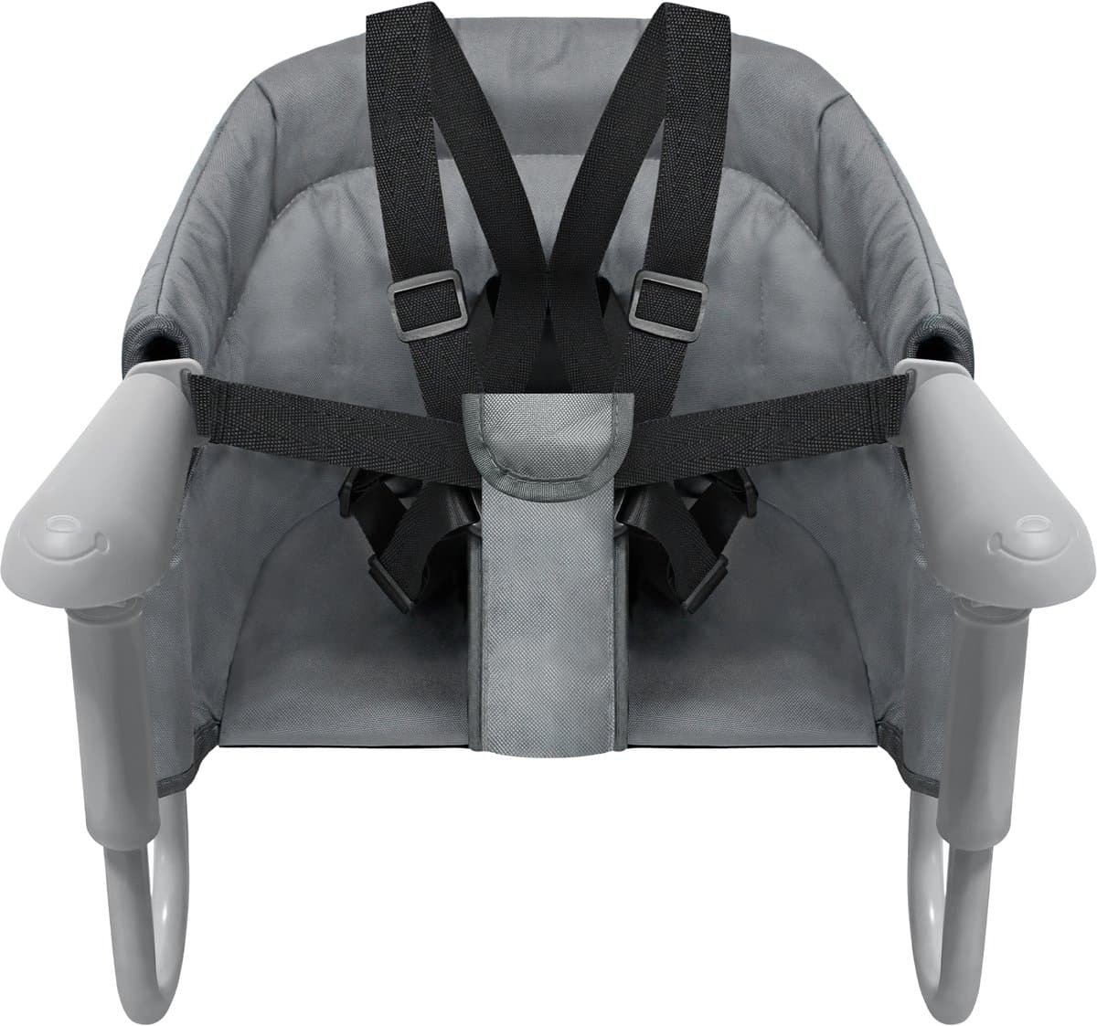 Opvouwbaar babyzitje, babystoel, hoge stoel, zitverhoging, boosterstoel, eetkamerstoel om op te hangen, met antislipklemmen voor dikke tafelbladen, voor thuis en onderweg, met draagtas, grijs thumbnail 2