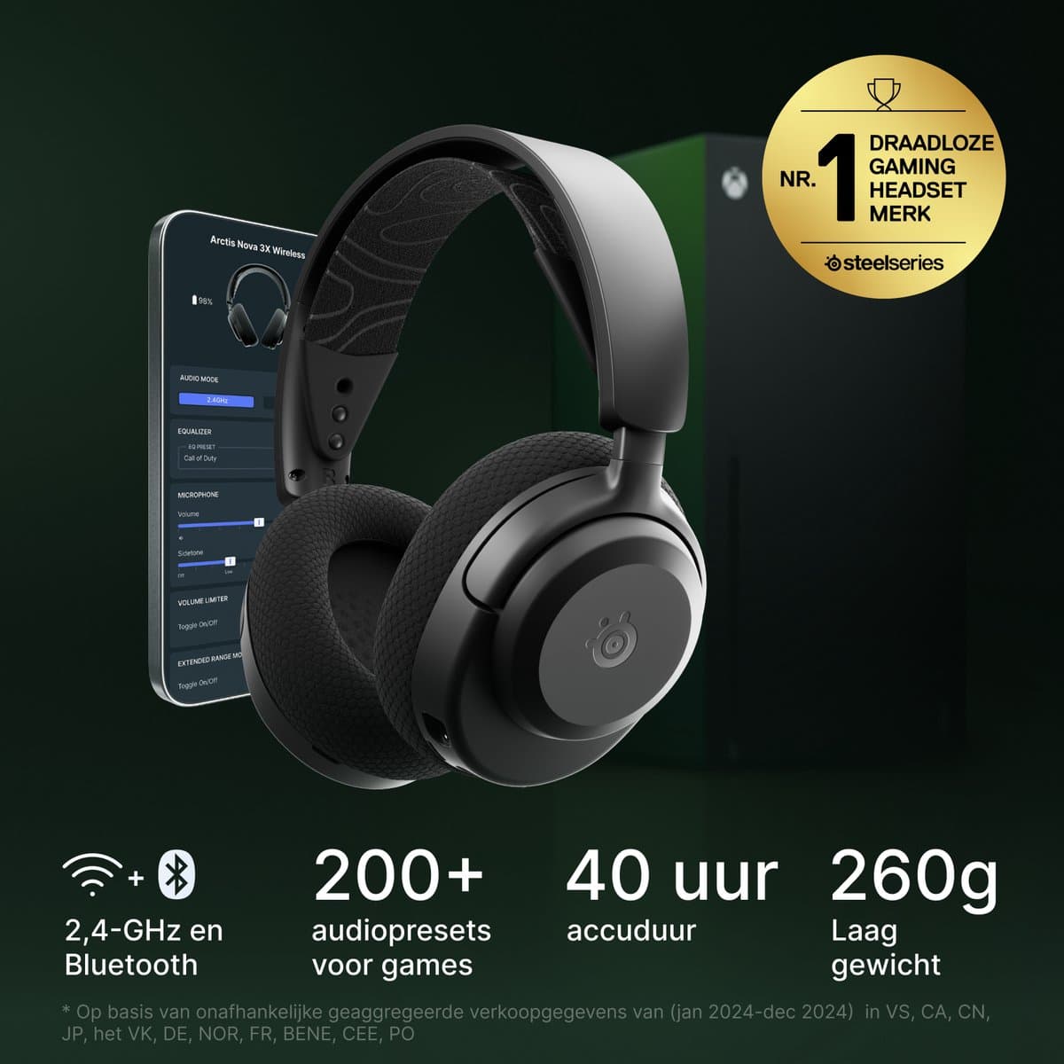 SteelSeries Arctis Nova 3X Wireless, 40 uur accu thumbnail 3