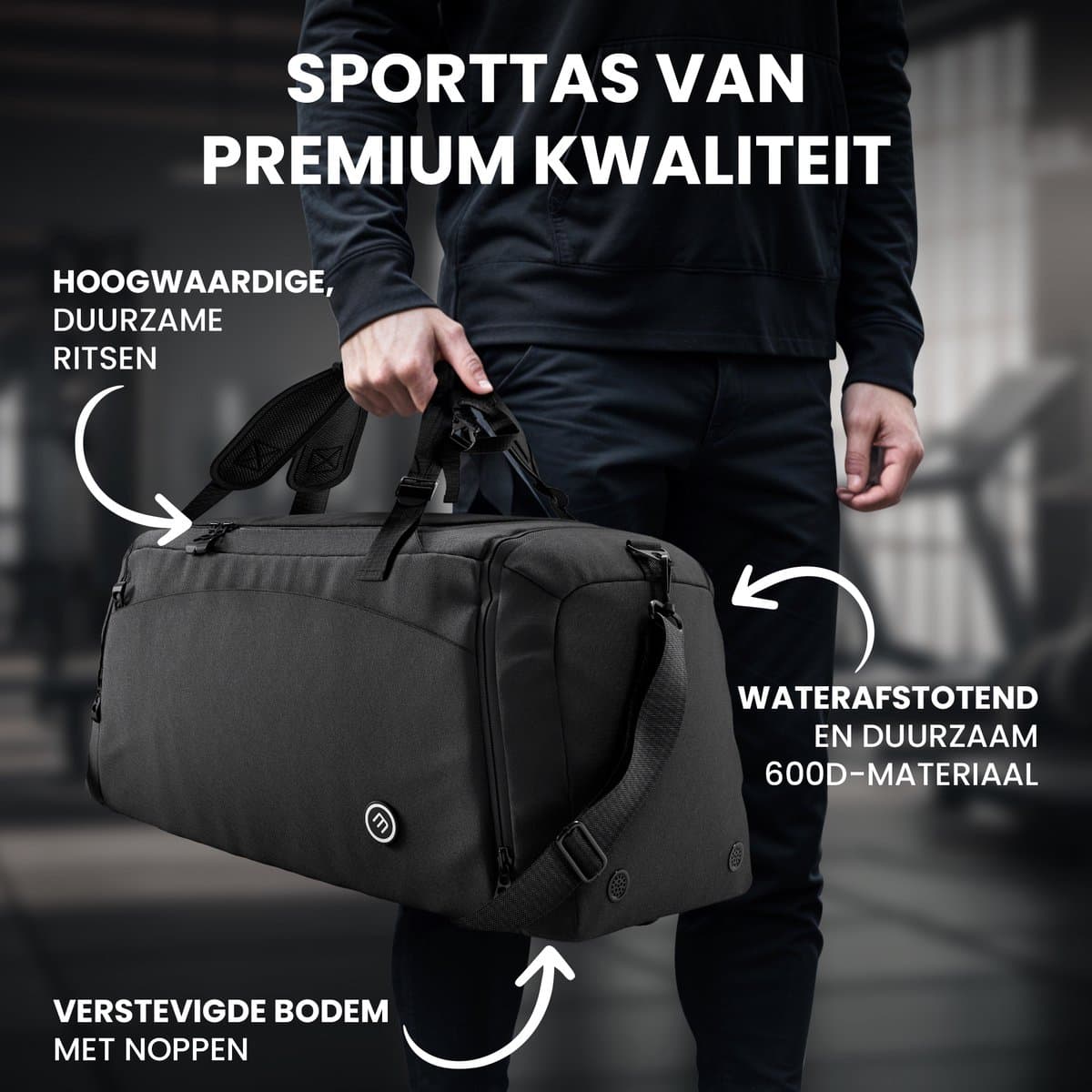 bemaxx Sporttas Gymbag Reistas 40L / 60L | Trainingstas met Rugzak-Functie Schoenencompartiment Vak voor natte Kleding | Sportrugzak Fitness Tas Weekender Zwemtas Duffelbag Sportzak Fitnesszak Sportbag Heren - 60L, Zwart thumbnail 3
