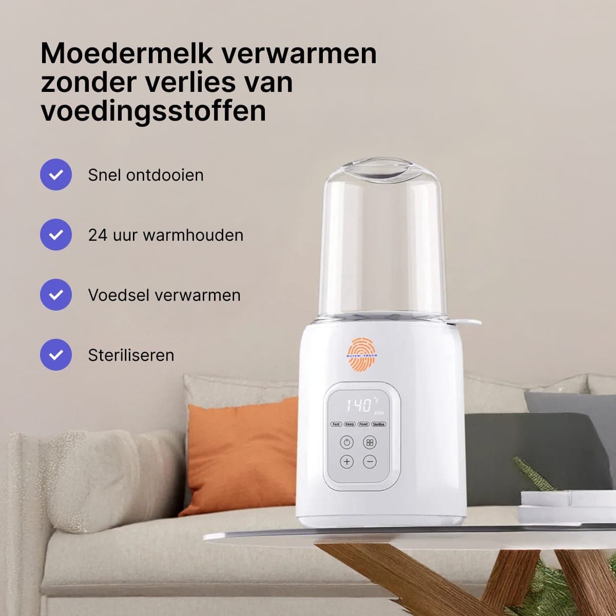 NL Touch Milk Buddy - 8 in 1 Flessenwarmer met sterilisator thumbnail 5