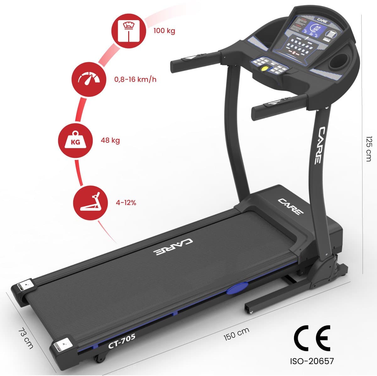 CARE CARE CT-705-3 - Opvouwbare loopband 16 km/u