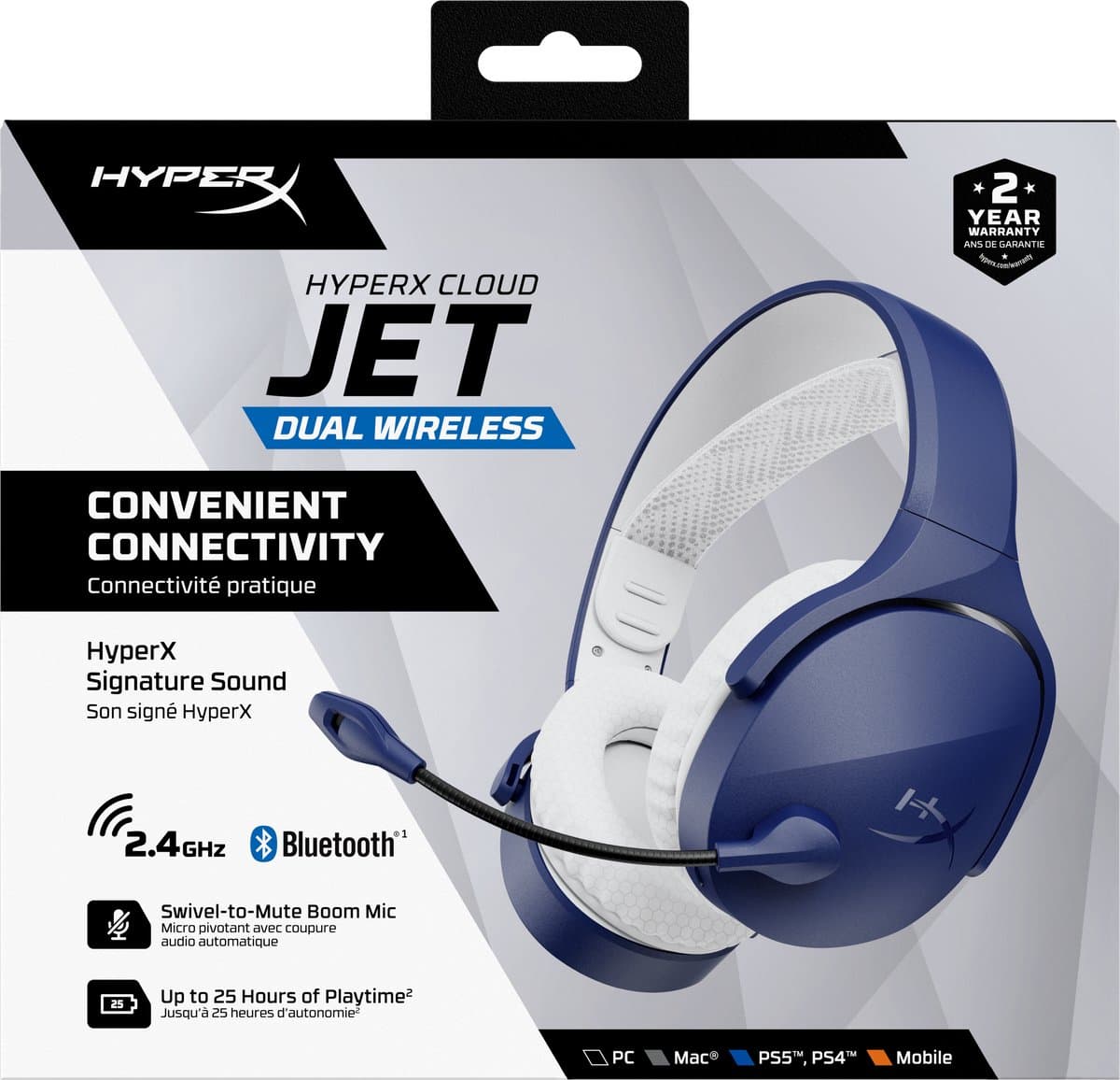 HyperX Cloud Jet - Draadloze Gaming Headset - Blauw - PS4/PS5, PC & Nintendo Switch thumbnail 5