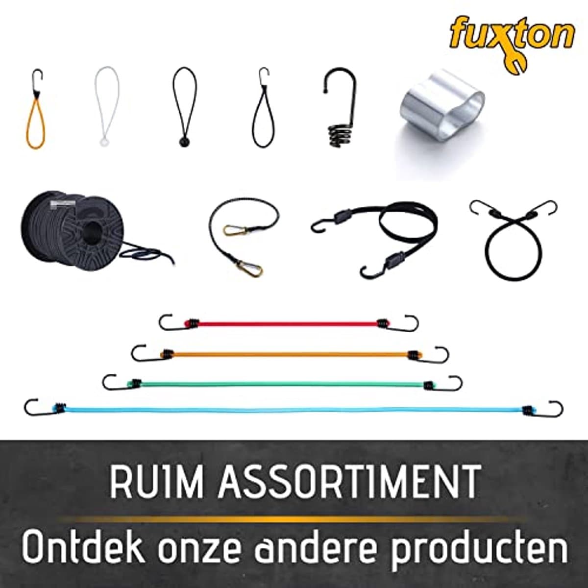 Set van 10 Spanschroeven met Haken - 100cm Zwart voor Dakdragers, Fiets, Auto, Tent thumbnail 6