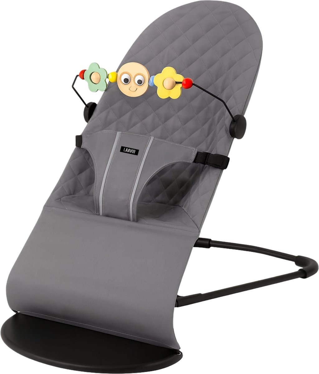 Laavir® Baby Wipstoel - Inklapbaar & Draagbaar - Verstelbare Rugleuning - Speelboog & Veiligheidsgordel - Grijs
