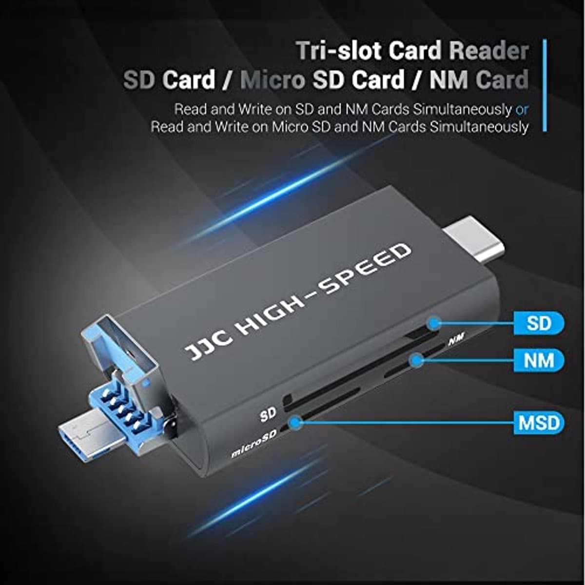 3-in-1 USB Kaartlezer met Tri-Connectors - SD, Micro SD, NM - Snelle Gegevensoverdracht tot 90 MB/s thumbnail 6