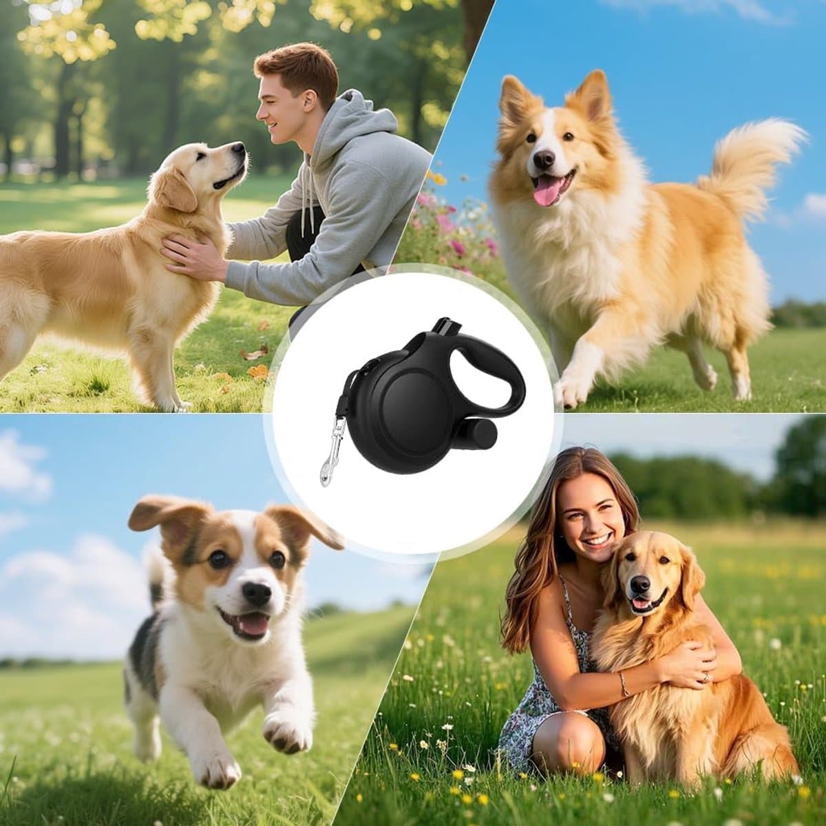 Intrekbare Hondenriem - Rollijn Flexibel - Veilige Wandelingen - 360 Anti-klit Design - 8 Meter Lengte - Zwart thumbnail 4