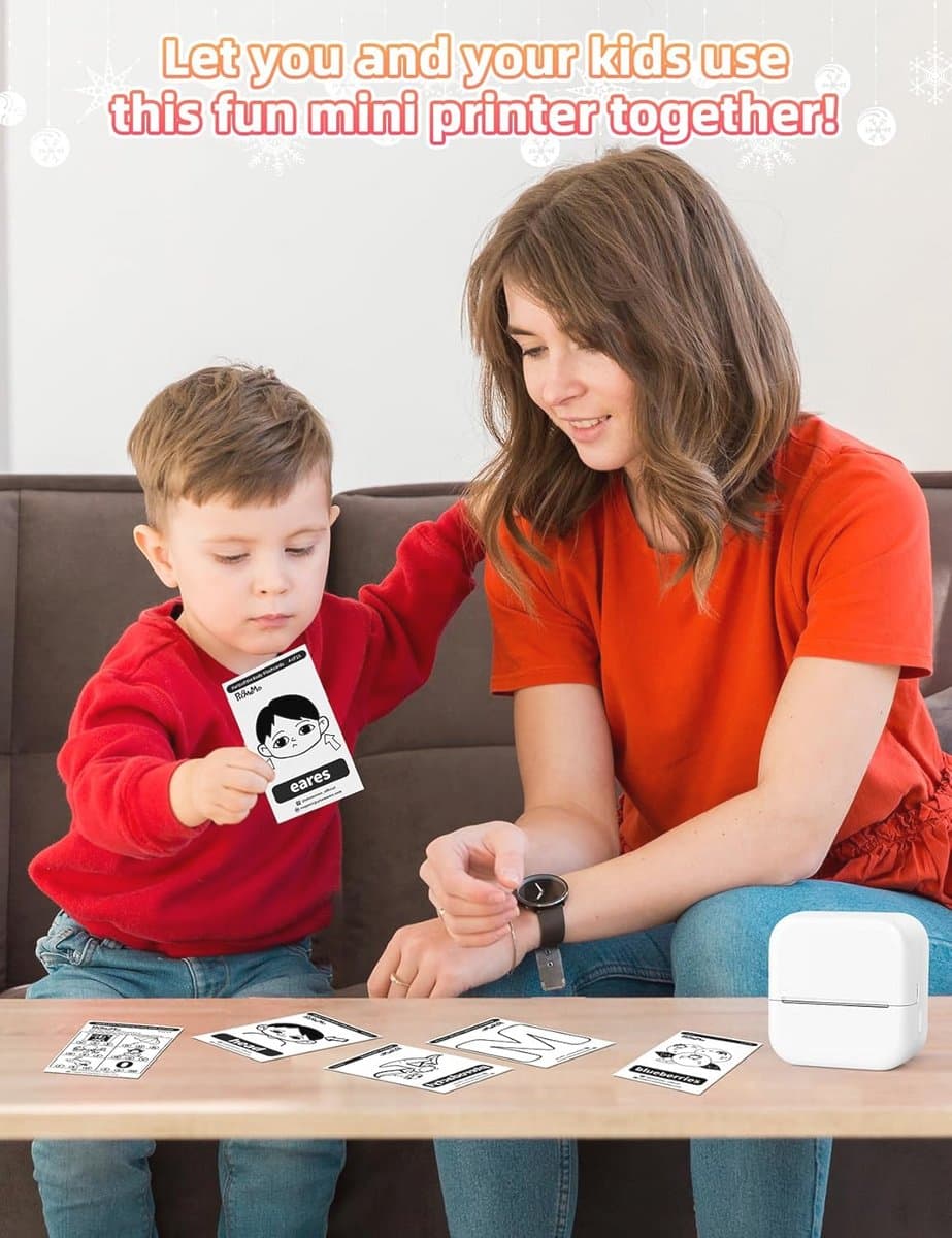 Draagbare Mini Printer - Bluetooth Thermische Stickerprinter voor Telefoon met Papierrol voor Foto's, Notities, Dagboeken en DIY thumbnail 2