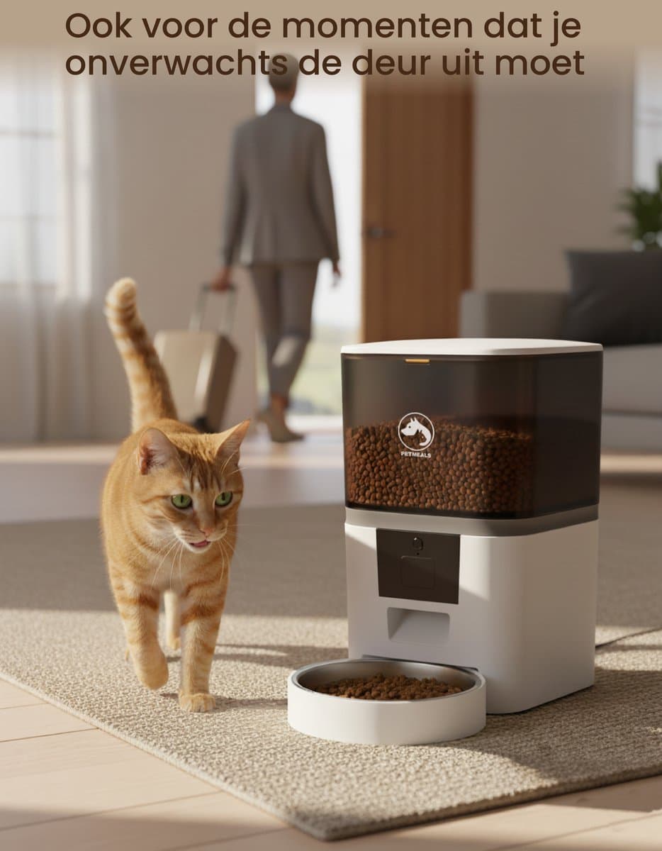 PetMeals® SmartFeed Pro - Automatische Voerbak - WiFi & App Bediening - 6L Inhoud - Voor Katten & Honden - Wit thumbnail 3
