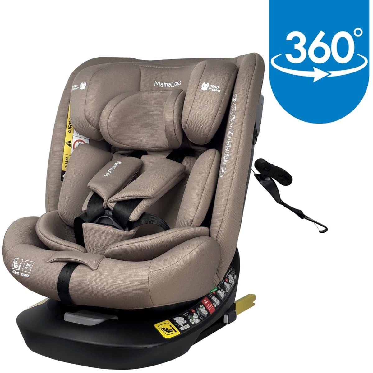 MamaLoes Sef Autostoel - 360° Draaibaar, Isofix, 0-12 jaar