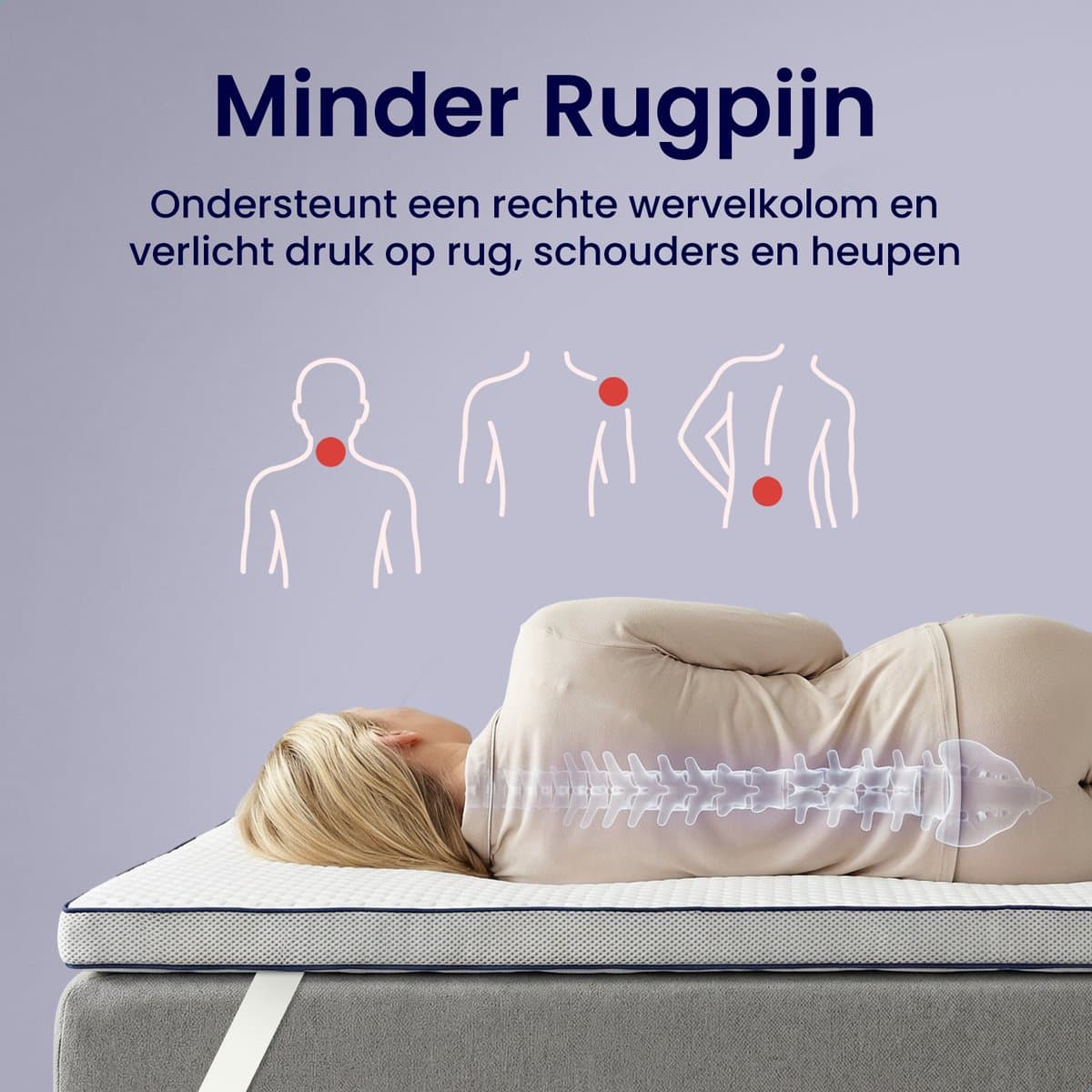 Soulsnooze® DuoComfort Matras Topper 160x200 cm - Matrastopper Memory Foam - Traagschuim Topmatras - Topdekmatras - Topmatrassen - Aanpasbaar Design - 3D Air Mesh - Medium Hardheid thumbnail 4