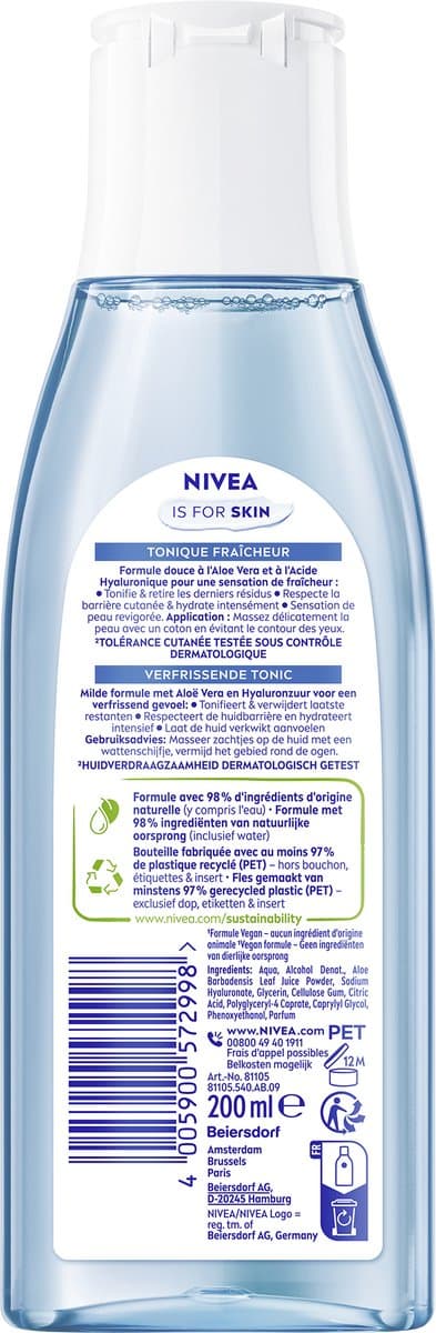 NIVEA Essentials Verfrissende Tonic Gezicht - Reinigingstonic - Toner Gezichtsreiniger Normale tot gemengde huid - Lotusextract - Vitamine E - 200 ml thumbnail 2