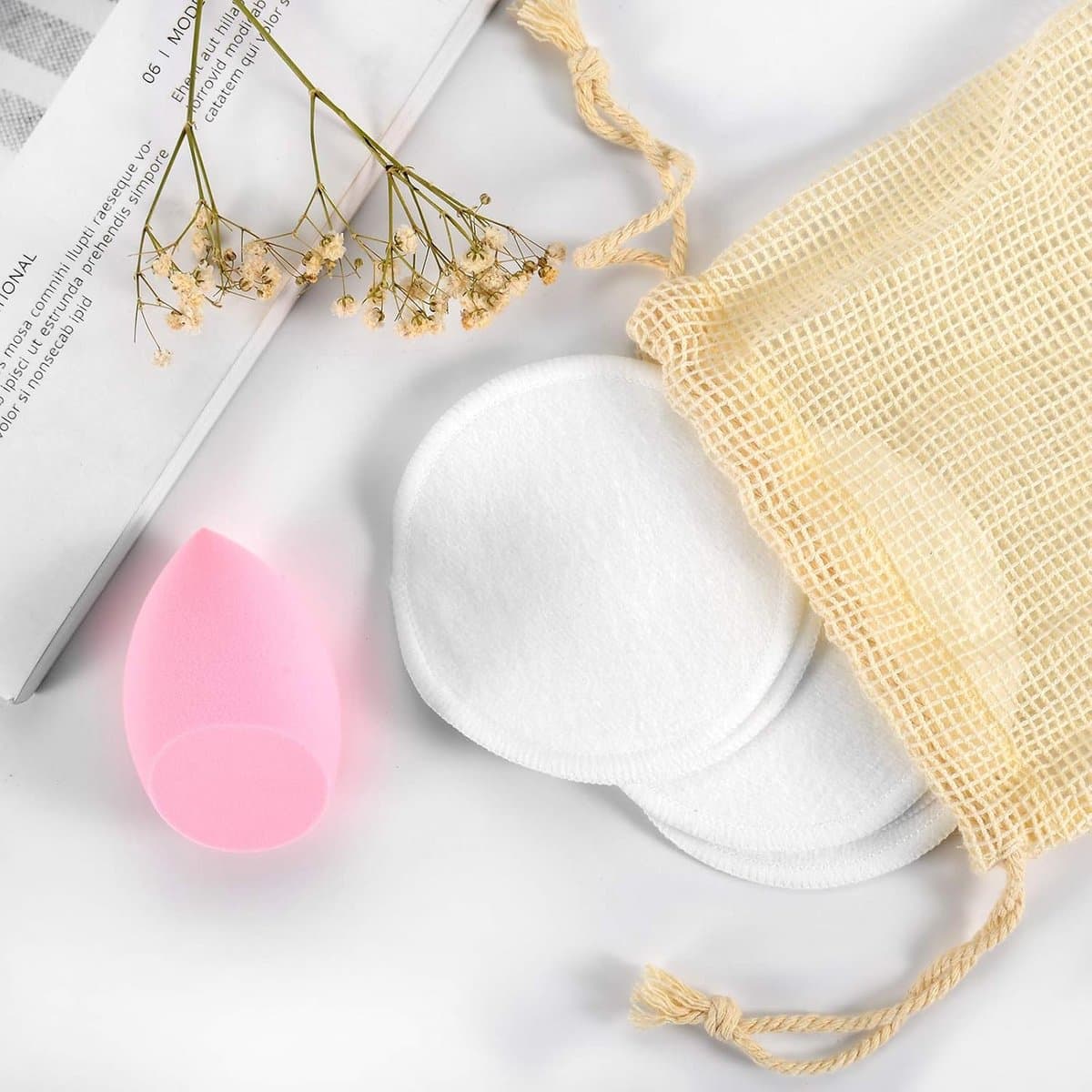 21 Herbruikbare Make-up Remover Pads met Washable Beauty Blender en Waszak thumbnail 2