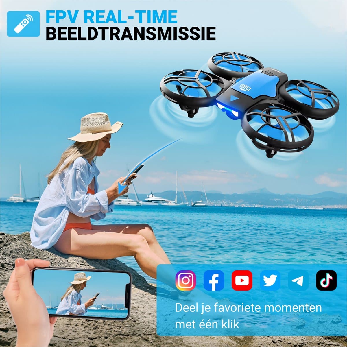 HAWX Drone - Drone met 4K Camera - Mini drone - Voor Kinderen/Volwassenen - Drones - Tot 90 Minuten Vliegen - Incl. 3 Batterijen, Opbergtas, Landing Pad thumbnail 4