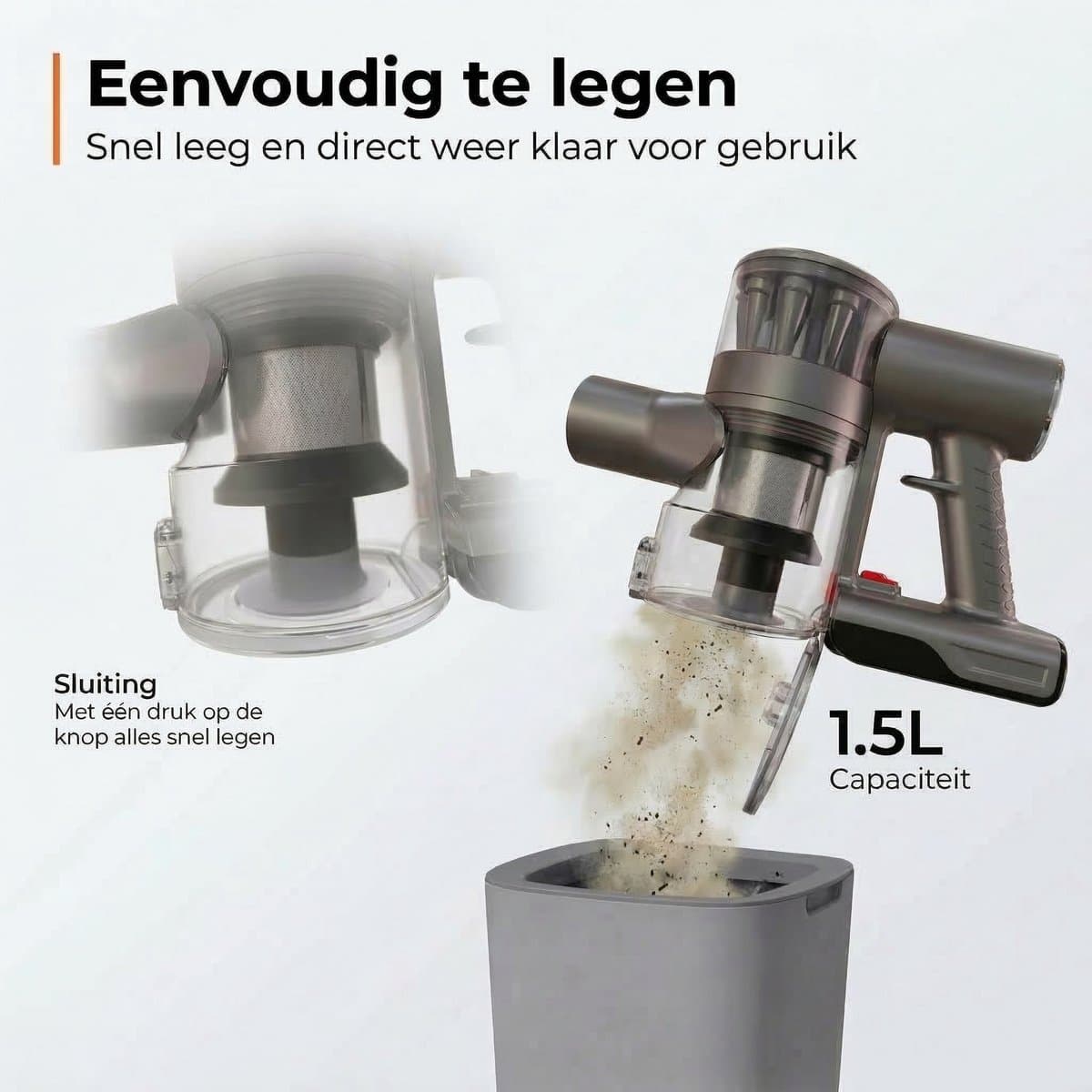 Zedar S600 Draadloze Steelstofzuiger – 22Kpa, HEPA 13 thumbnail 5