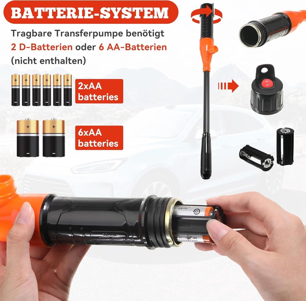 Elektrische Hevelpomp op Batterijen - Brandstofpomp met Regelmondstuk - 9L/min - Voor Benzine, Diesel & Water - 60 cm - Zwart - Overloopbeveiliging thumbnail 4