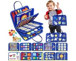 Productfoto van Busy Board Voor Peuters, 20-In-1 Montessori-Sensorisch Speelgoed, Reisspeelgoed Voor Het Leren Van Fijne Motoriek, Educatief Speelgoed Voor Kleuters, Cadeau, Voor Jongens En Meisjes, 1 Stuk Blauw