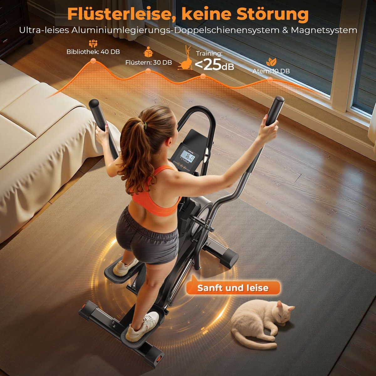 YOSUDA crosstrainer voor thuis – testwinnaar, 3-in-1 (ellipsentrainer + stepper + stairmaster), 16 weerstandsniveaus, 8 kg vliegwiel, ultrastil magneetweerstand, 45° helling, polssensor, LCD-monitor thumbnail 8