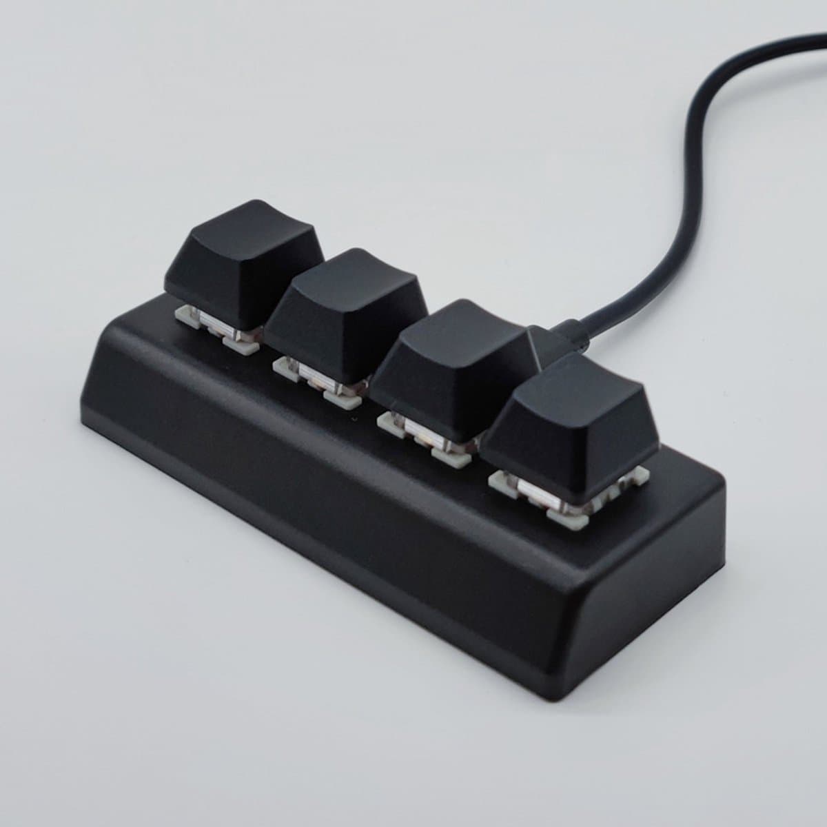 Mini mechanisch USB-toetsenbord met 4 rode schakelaars, Ctrl, C, V, Enter - Zwart thumbnail 2