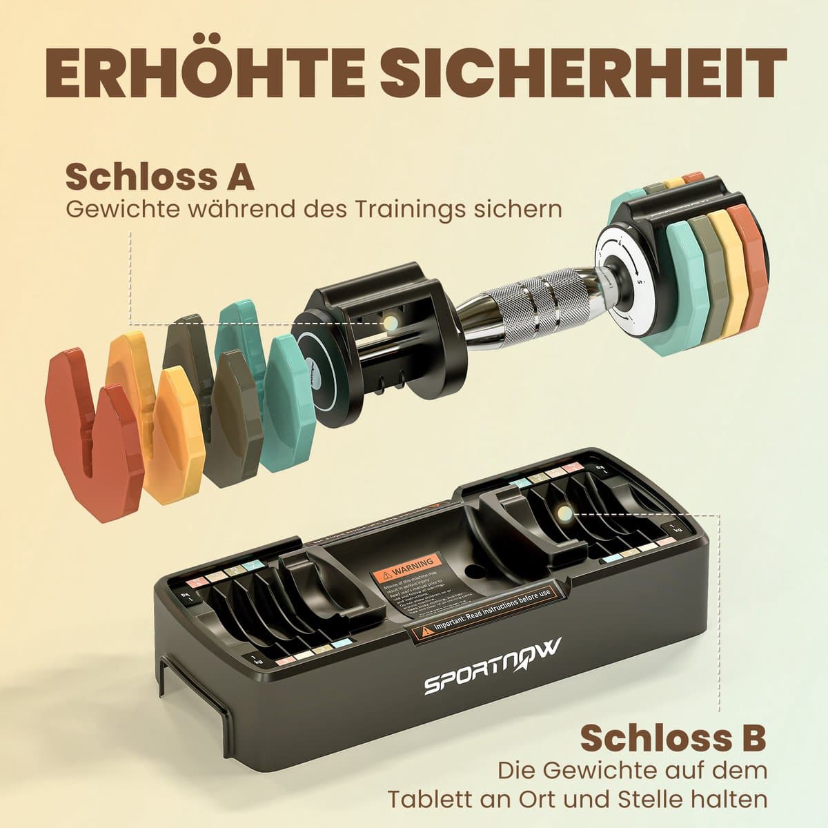 Sportnow Dumbbell Set-Gesmeed staal-28L x 10,6B x 10,4H cm-Veelkleurig thumbnail 7