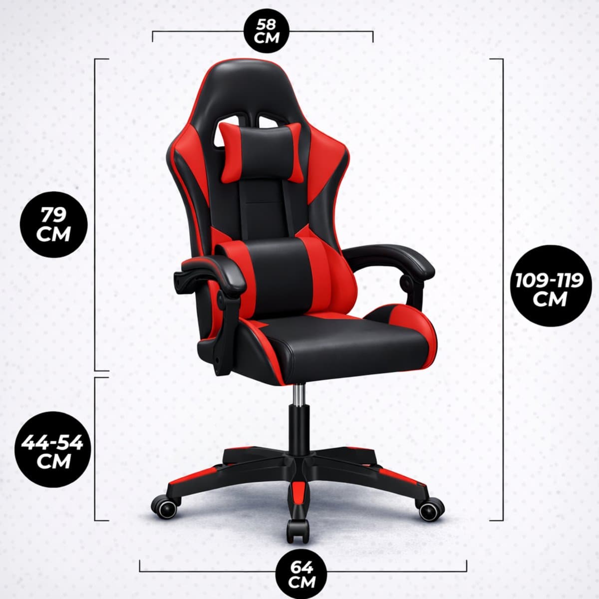 Bayt Gamestoel - Gaming chair - Gamingstoel - Comfort gamer stoel - Zwart en rood thumbnail 2