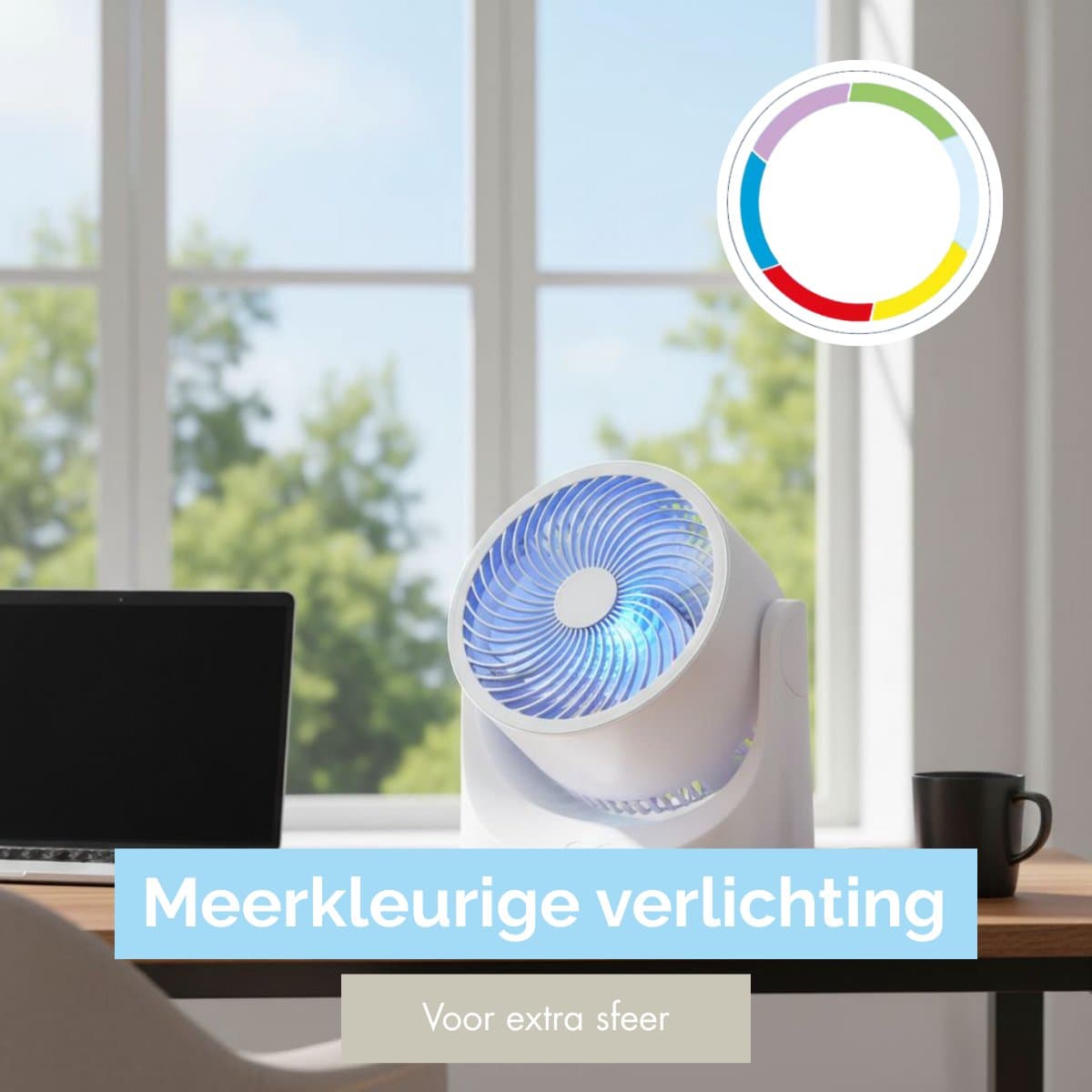 Mini Tafelventilator met Koelelement - Verstelbare Mini Ventilator met 3 Standen - USB Ventilator met LED Licht - 240 ML Koelelement - voor Tafel Bureau Slaapkamer thumbnail 5
