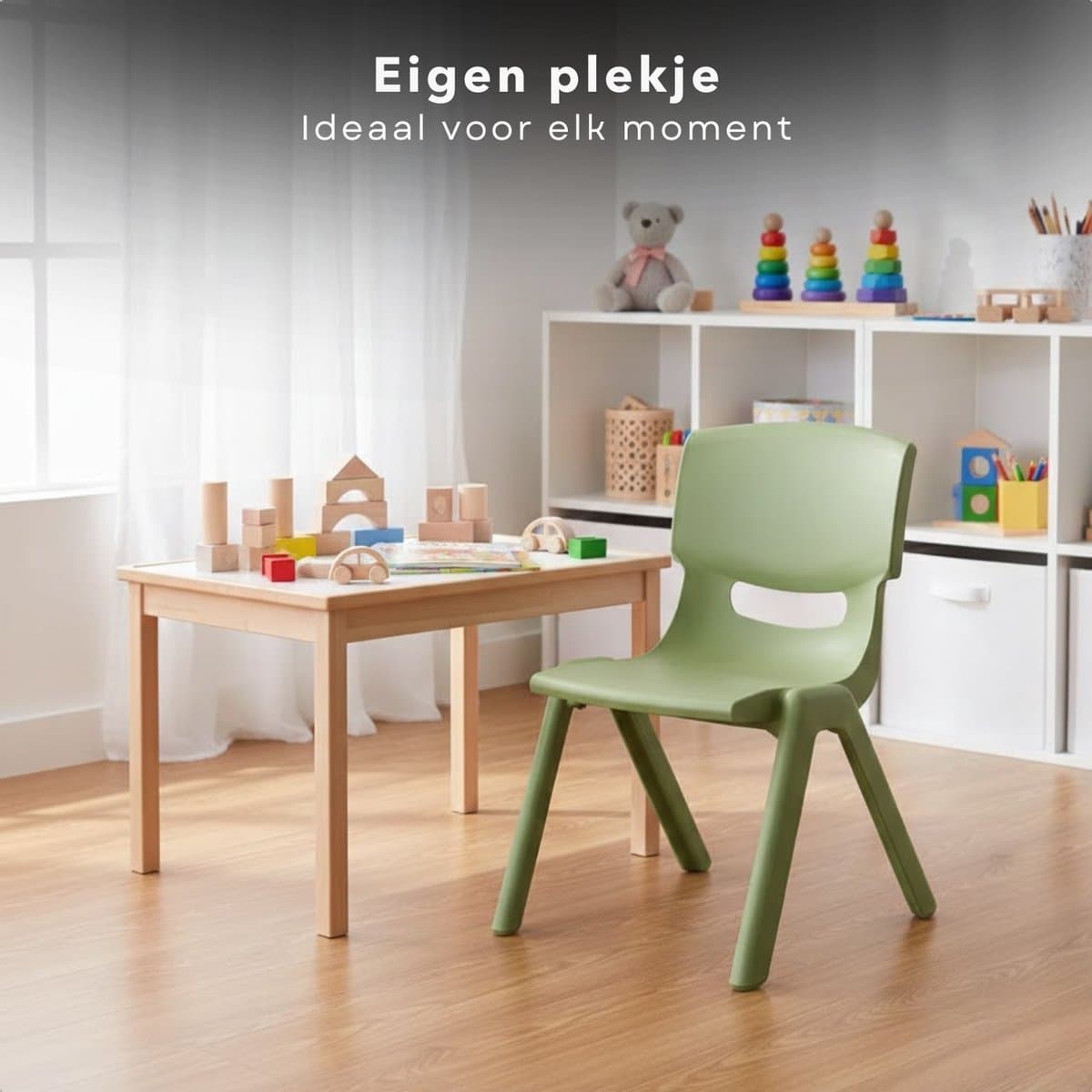 Cheqo® Kinderstoeltje - Kinderstoel - Peuterstoeltje - Peuterstoel - Kinderstoel Groen - Kinderstoel Kind - Stoel voor Kinderen - Kinderstoel 3 Jaar - Kinderstoel Tuin - Kinderstoel Buiten - Kinderstoel Binnen thumbnail 2