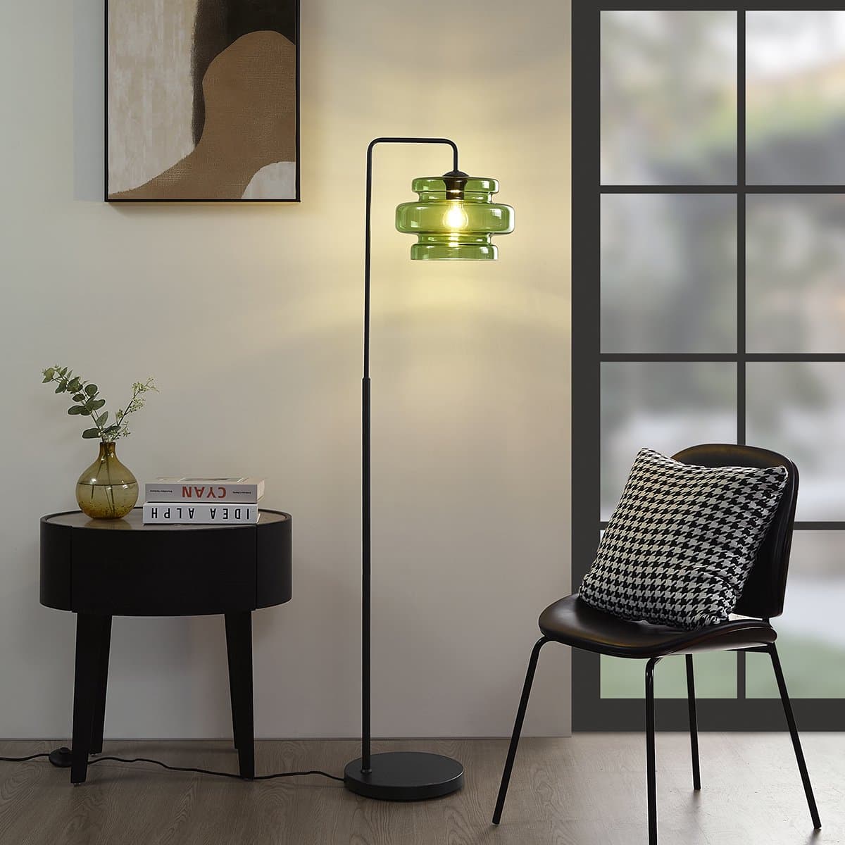 QAZQA denise - Retro Vloerlamp | Staande Lamp - 1 lichts - H 153 cm - Groen - Woonkamer | Slaapkamer | Keuken thumbnail 3