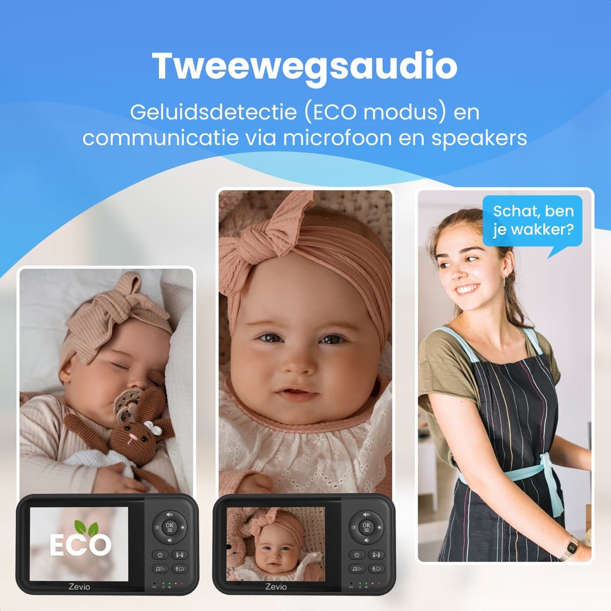 Zevio Babyfoon Comfort - Babyfoon Met Camera - Baby Monitor - Baby Camera - Zwart thumbnail 5