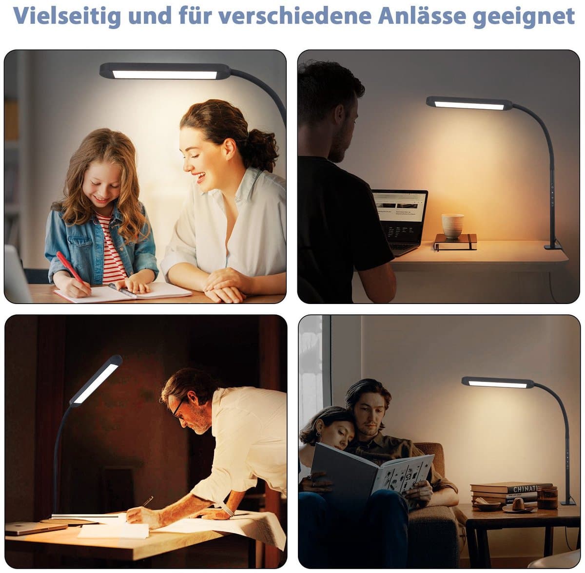NETTLIFE Tafellamp LED - zwart - Flexibel Klemlamp - 3000-6500K Dimbaar - LED Bureaulamp - 11W - Daglicht Wit - 3 Kleurtemperaturen - 5 Helderheidsniveaus - USB Oplaadbaar - voor slaapkamer | woonkamer | Werkkamer thumbnail 7