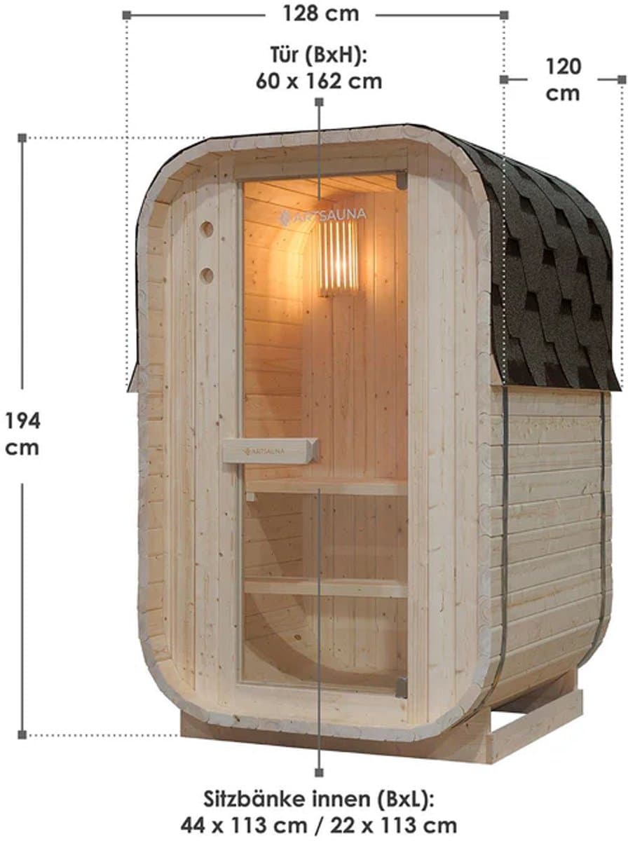Vierkante Barrelsauna Nolvik - Incl. Toebehoren - 120x128 x194 cm thumbnail 6