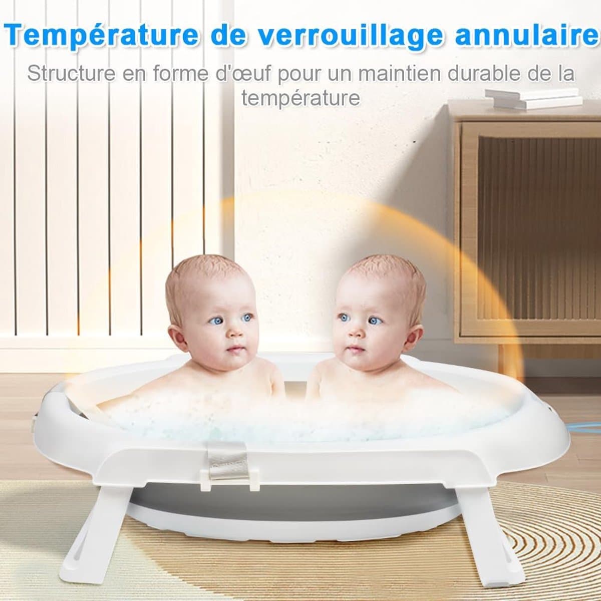 RFWR® Opvouwbare babybadkuip met standaard en geïntegreerd kussen voor optimaal comfort thumbnail 4