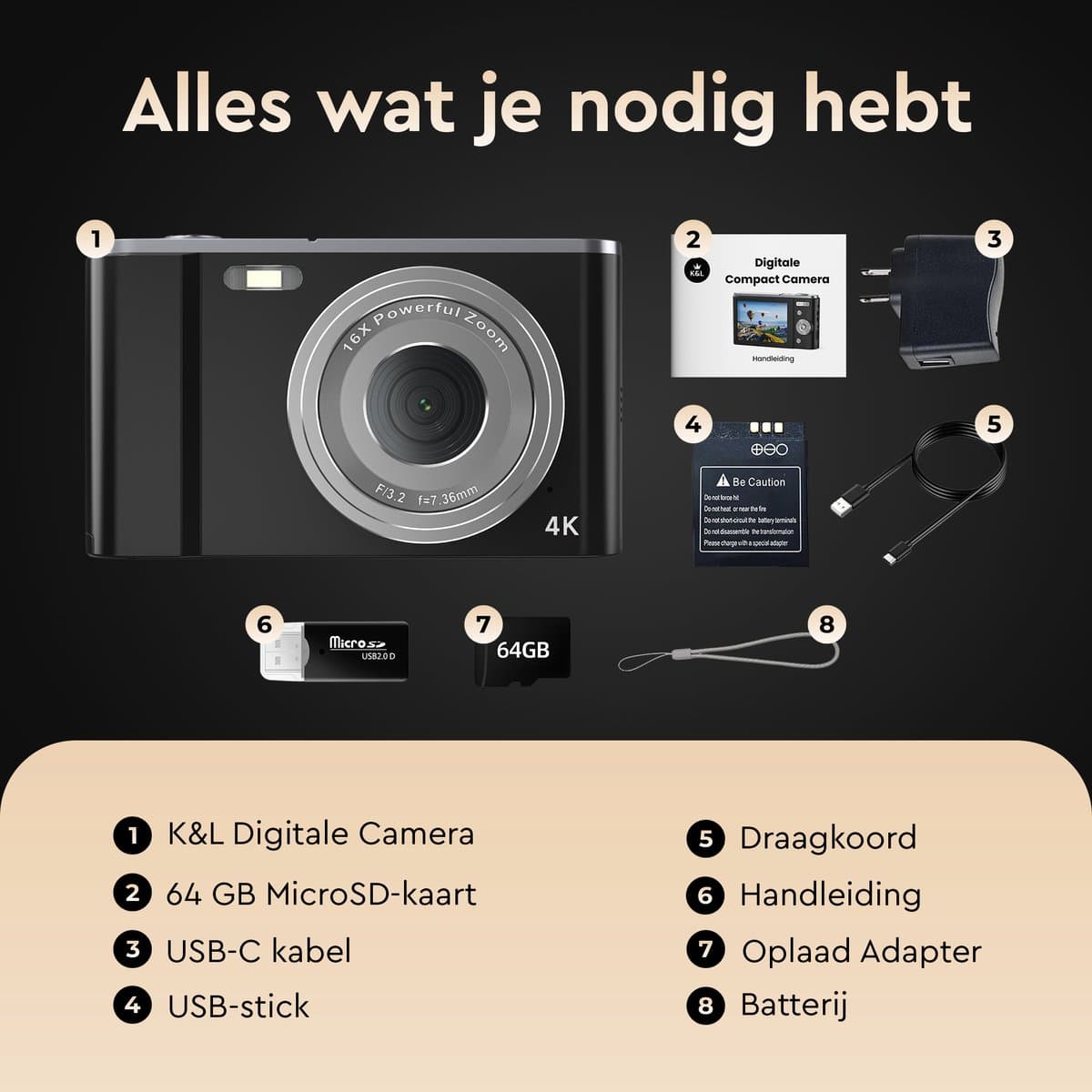 K&L KL-PLUS-64-Z 4K-camera met 64GB-kaart thumbnail 5