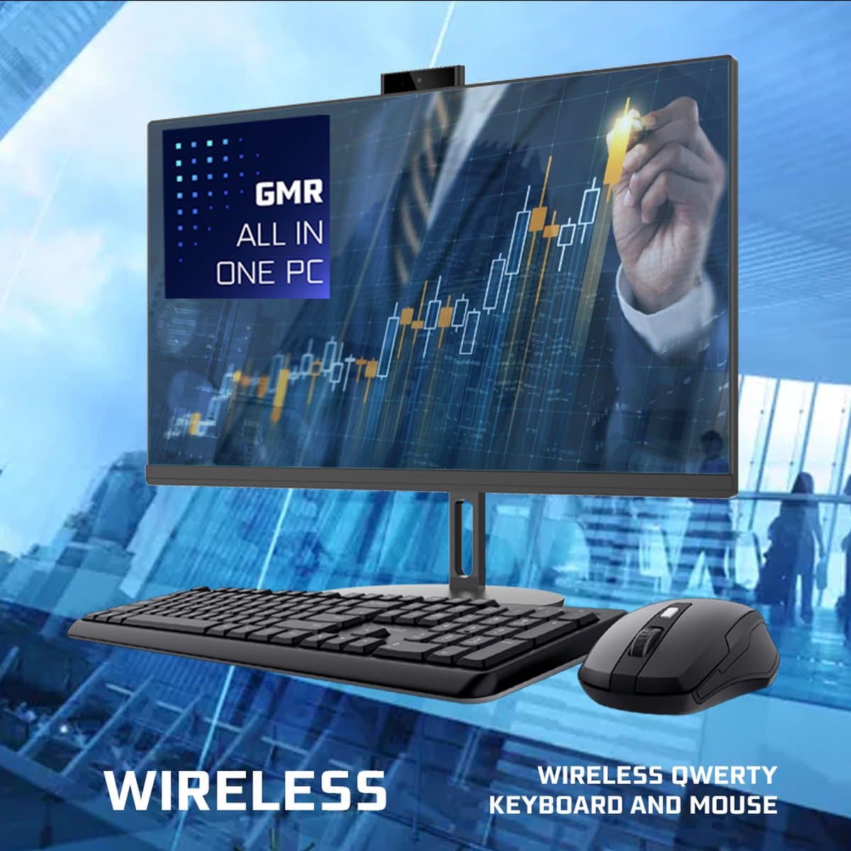 GMR All in One Desktop Computer met snelle Intel i7 | 24 Inch HD Scherm | 16GB RAM | 512GB SSD | USB3 | Windows 11 PRO | Draadloze Toetsenbord & Muis | HD Webcam | WiFi + Bluetooth | Direct klaar voor gebruik thumbnail 5