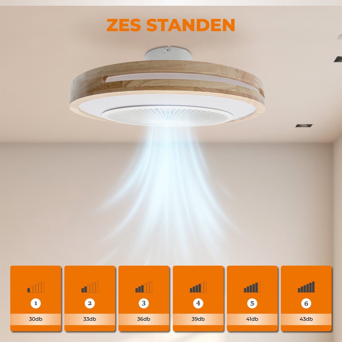 WERYOU® illuminAIR Plafondventilator - Plafonniere - Plafondventilator met Afstandsbediening - Plafondlamp - Plafond ventilator met Verlichting - Ventilator lamp - RGB Ledlamp - Hout Design thumbnail 7