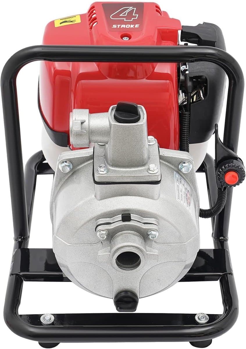 Waterpomp Benzinemotor - Vuilwaterpomp Hogedruk - Tuin Irrigatie Drainage - Viertakt Motor - 30 Meter Opvoerhoogte - Zilver Rood Zwart thumbnail 7