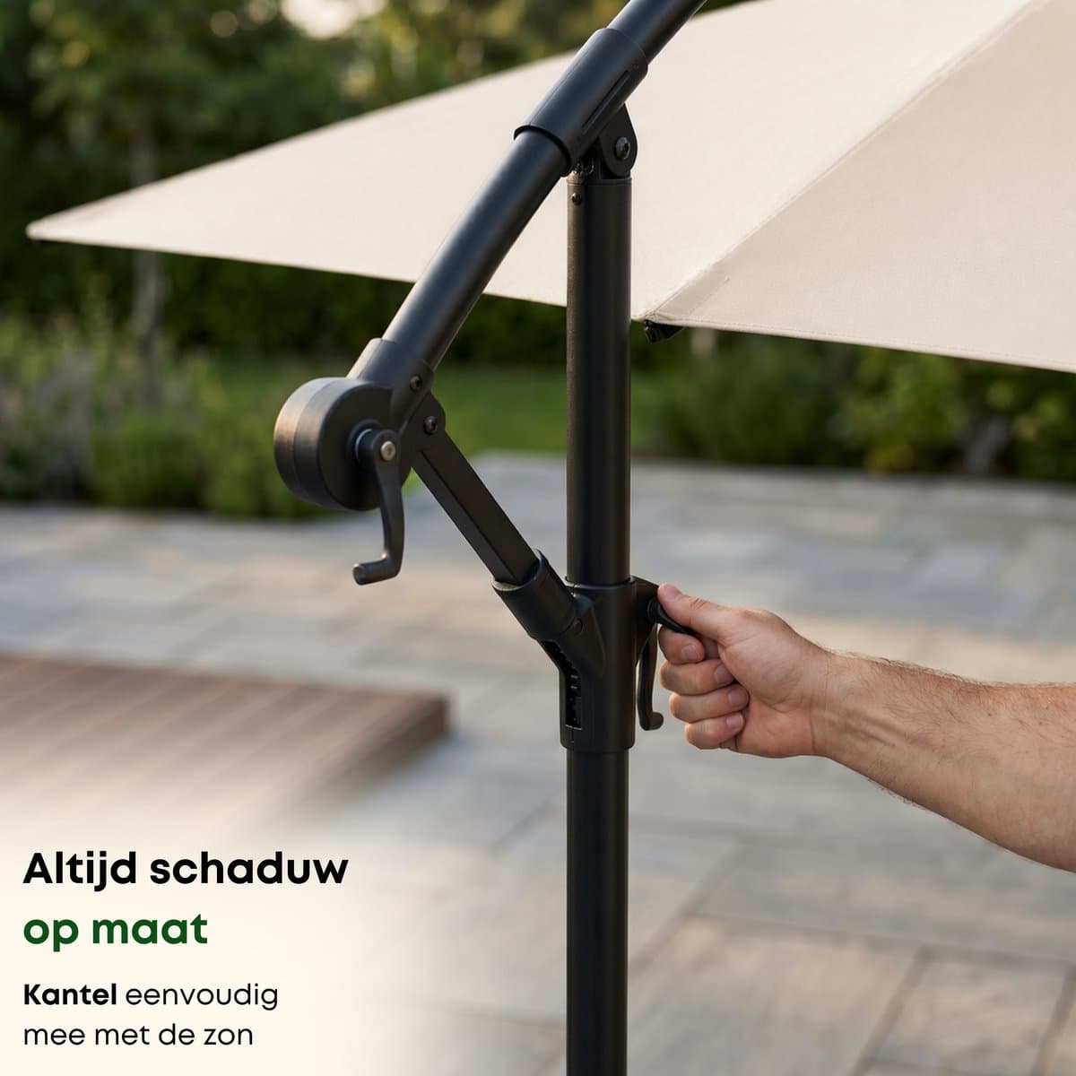 ACAZA Parasol - Zweefparasol - Beige - 300 cm diameter - Staal - Parasols - Rond - UV werend doek - Kantelbaar thumbnail 6